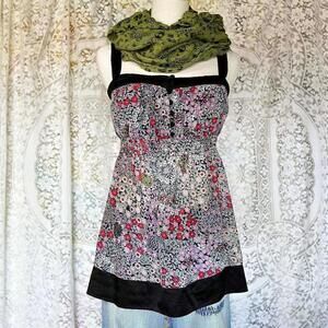 Y2K Forever 21 Milkmaid Babydoll Tank Floral Satin